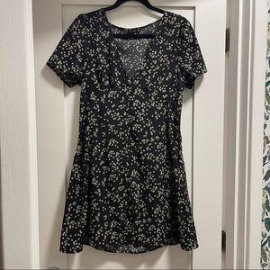 Black floral a-line dress